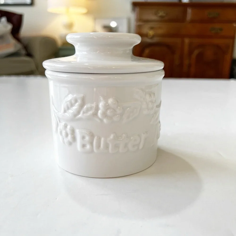Vintage BUTTER BELL Crock L Tremain 2000 White Fresh and Creamy French Country